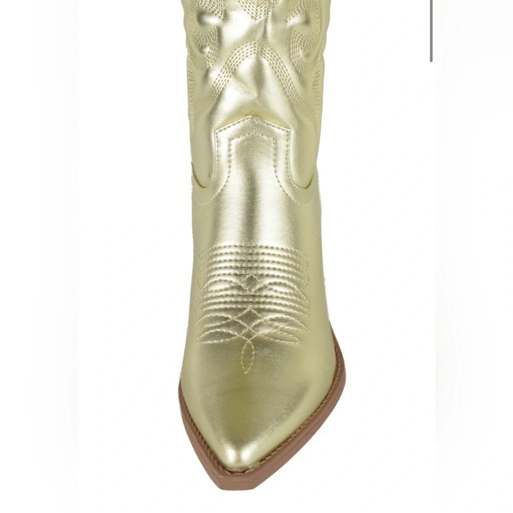 Top Moda Elk Gold Wester Cowgirl Full Zipper Calf Boots New - Picture 4 of 11